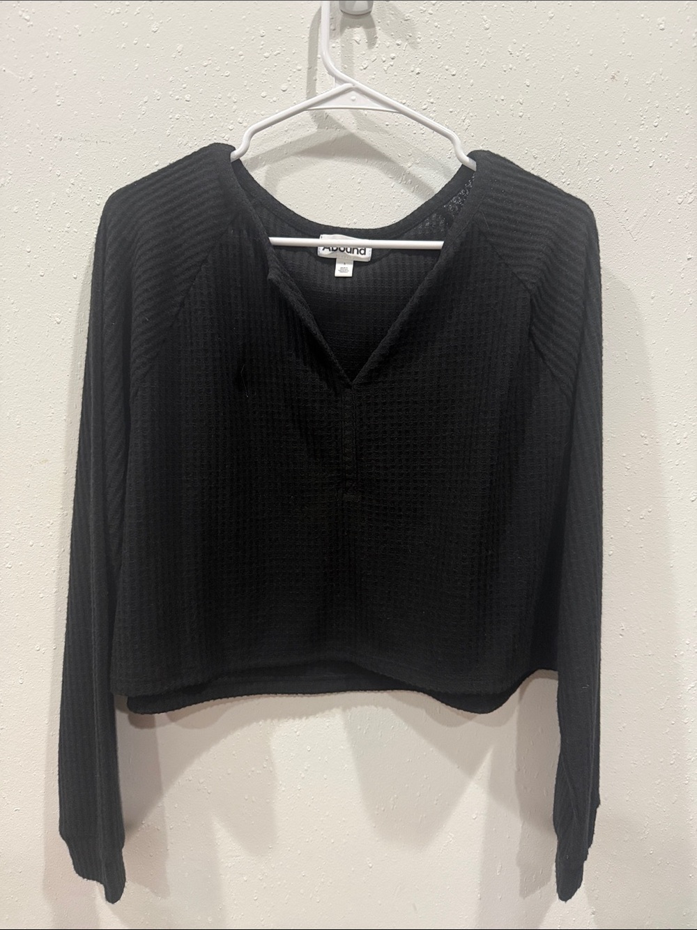 Abound Black Waffle Knit Long-Sleeve Top